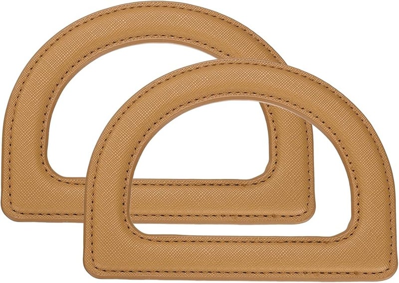 Khaki D Ring PU Leather Purse Handles Replacement For DIY Handbag Making Supplies 2Pcs - Image 1