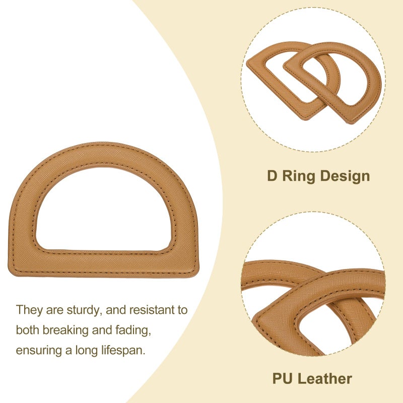 Khaki D Ring PU Leather Purse Handles Replacement For DIY Handbag Making Supplies 2Pcs - Image 4