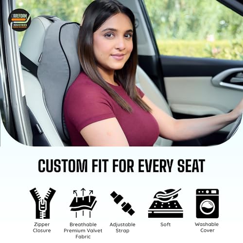CareFoam Ultimate Memory Foam Car Neck Rest Pillow, Comfortable Rides, Superior Neck Support Cushion, Relieves Neck Pain, Grey Velvet Cover | 14 x11 x5 Inch | Large Pack of 1 - Image 5