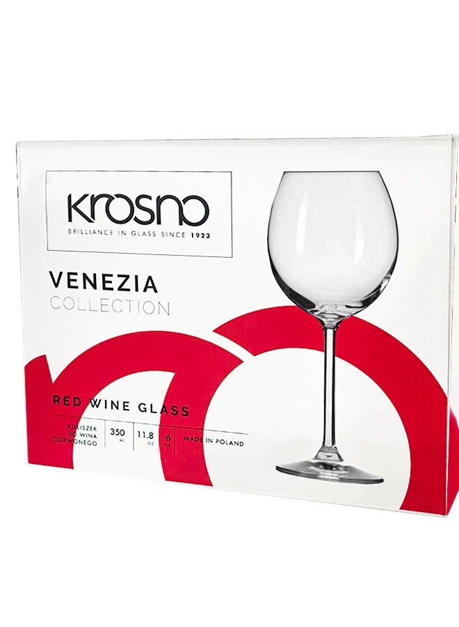 Krosno Red Wine Glass - Set of 6 350ml - Venezia Collection - Image 3