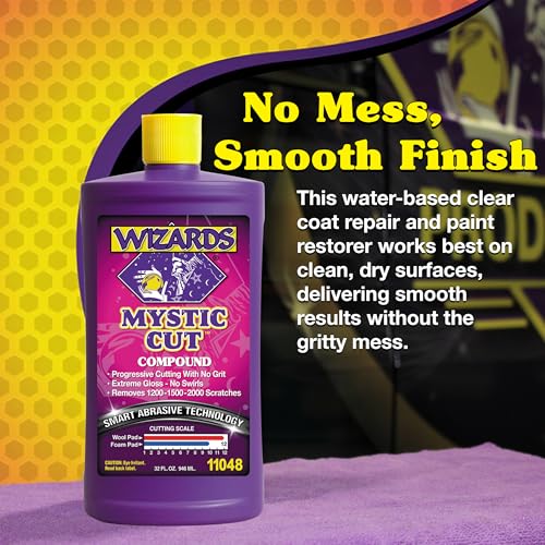 Wizards Mystic Cut Smart Abrasive for Auto Detailing Supplies - No Mess Scratch Remover for Vehicles - Water Based Cutting Compound - Removes Swirls, Defects, Fading, Water Spots - 32 oz - Image 4