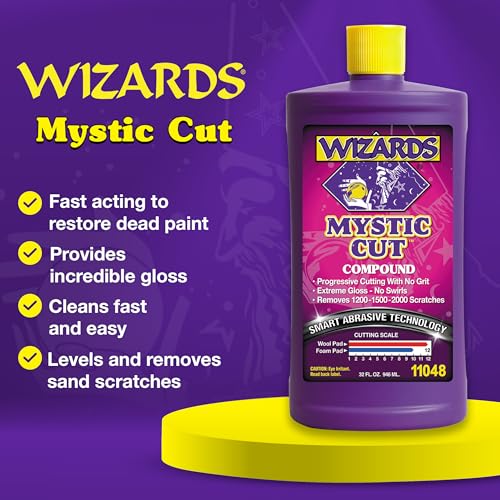 Wizards Mystic Cut Smart Abrasive for Auto Detailing Supplies - No Mess Scratch Remover for Vehicles - Water Based Cutting Compound - Removes Swirls, Defects, Fading, Water Spots - 32 oz - Image 2