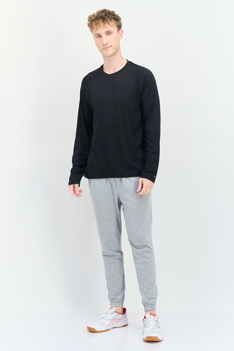 Kenneth Cole Men Crew Neck Long Sleeves Plain T-Shirt, Black - Image 4