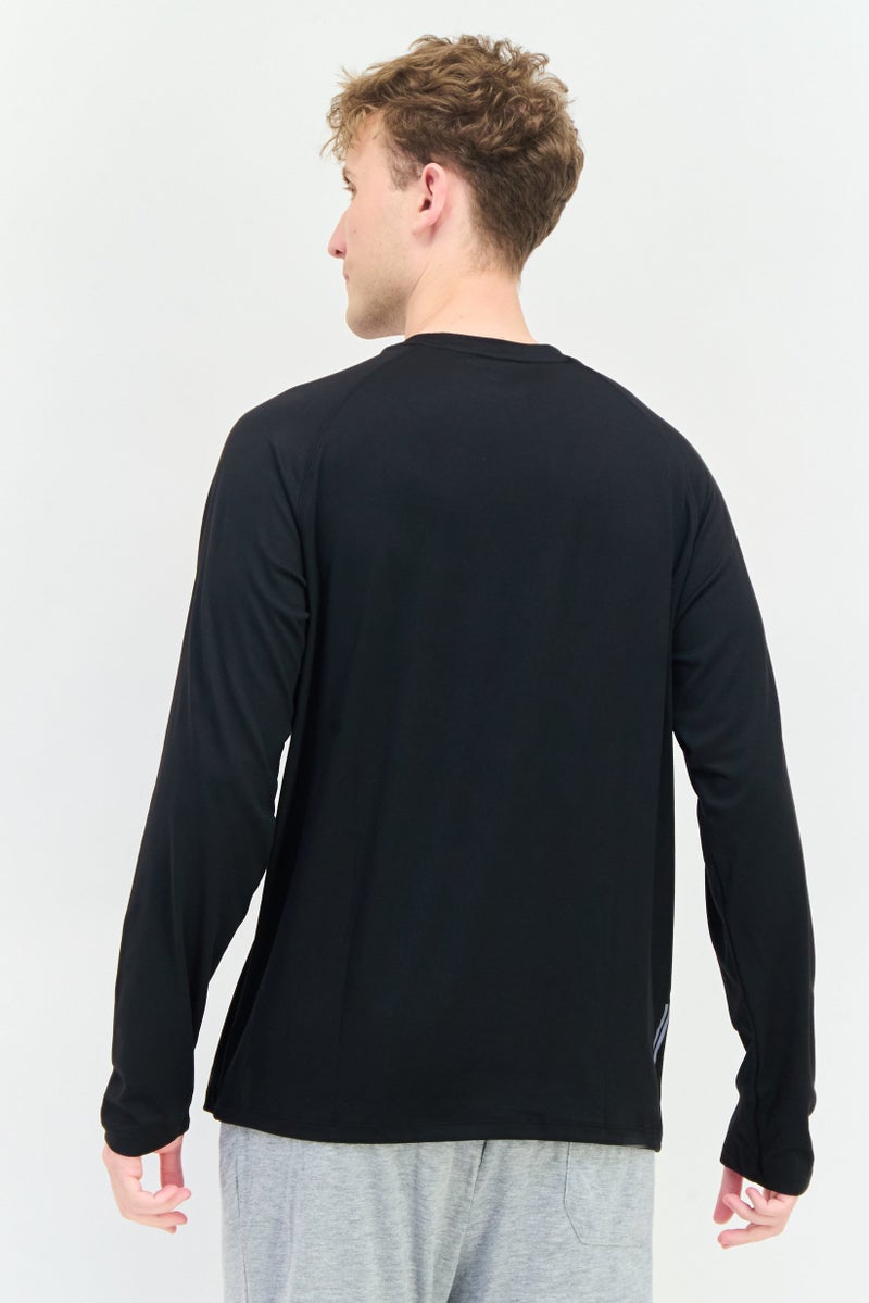 Kenneth Cole Men Crew Neck Long Sleeves Plain T-Shirt, Black - Image 2