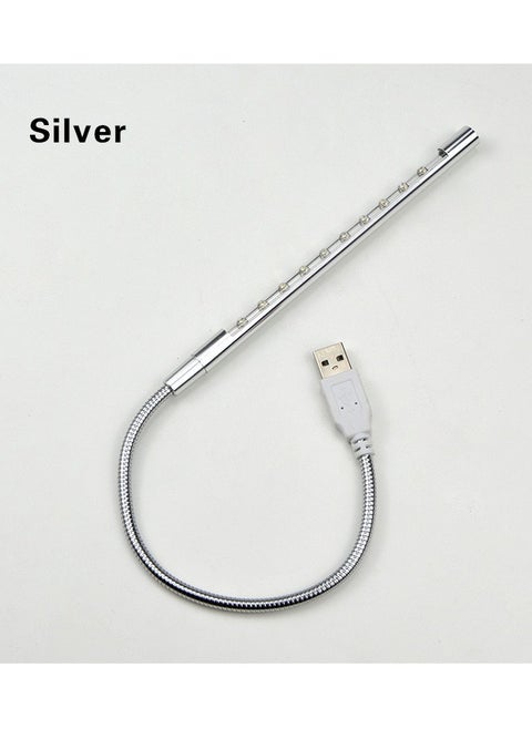 مكتب صغير قراءة USB LED مصباح الضوء الفضة
