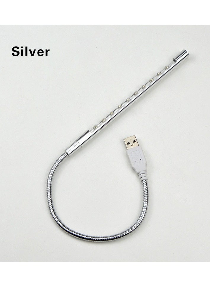 ماركة غير محددة مكتب صغير قراءة USB LED مصباح الضوء الفضة  - Image 1