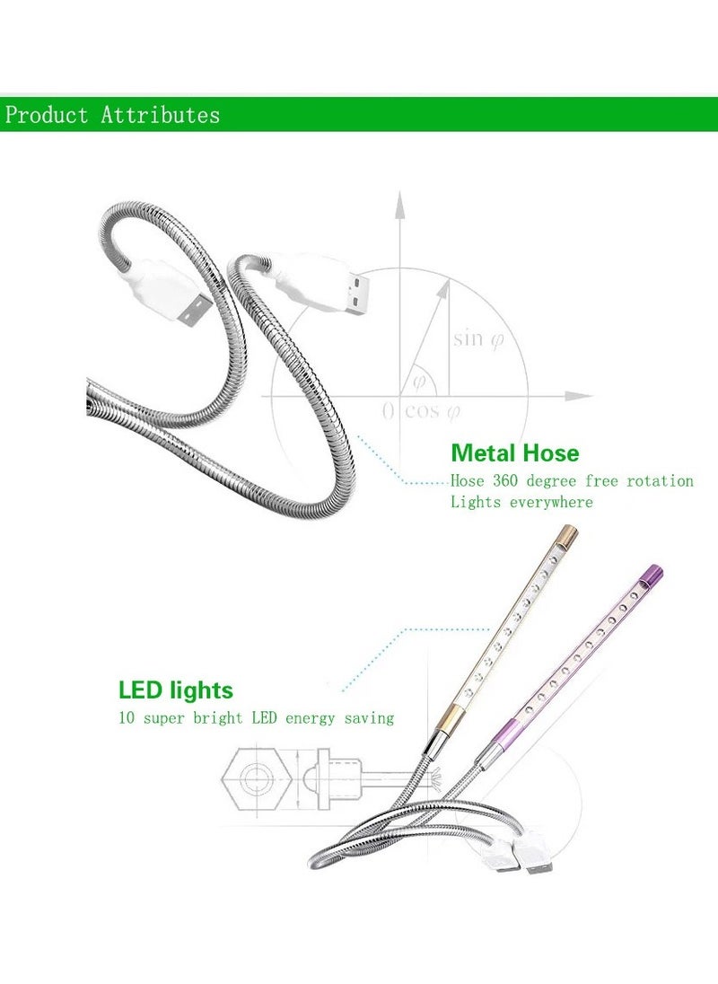 ماركة غير محددة - مكتب صغير قراءة USB LED مصباح الضوء الفضة - Image 1