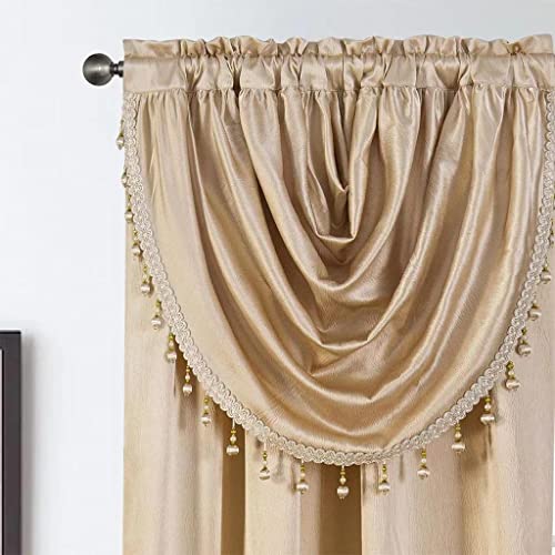 GLORY RUGS Window Panel with Attached Valance Curtain Bedroom Living Room Dining 42"X84" Cream - Image 2