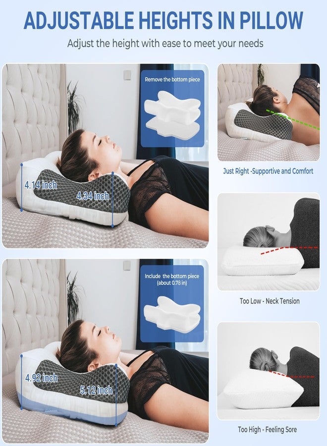 Elviros وسادة إلفيروس لدعم الرقبة بتقنية CPAP للنوم، وسادة سرير من رغوة الذاكرة قابلة للتعديل لدعم الرقبة لمستخدمي CPAP الذين يعانون من انقطاع النفس أثناء النوم، مناسبة للنائمين على الجنب والظهر - Image 3
