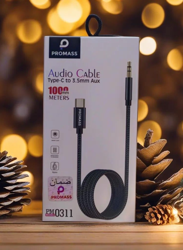 بروماس كابل صوت من النوع C إلى 3.5 ملم Aux بطول 1000 متر - Image 2