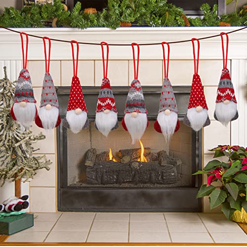 Leipple Christmas Gnomes Hanging Ornaments Set of 8, Swedish Gnome Handmade Plush Santa Elves Christmas Tree Hanging Decorations Holiday Xmas Decorations - Image 5