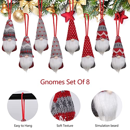 Leipple Christmas Gnomes Hanging Ornaments Set of 8, Swedish Gnome Handmade Plush Santa Elves Christmas Tree Hanging Decorations Holiday Xmas Decorations - Image 3