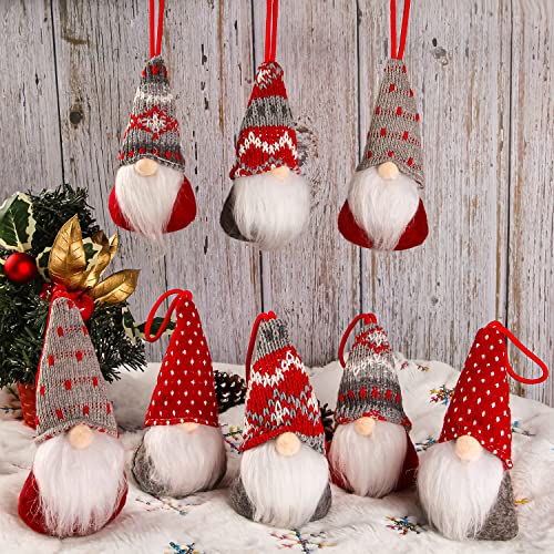 Leipple Christmas Gnomes Hanging Ornaments Set of 8, Swedish Gnome Handmade Plush Santa Elves Christmas Tree Hanging Decorations Holiday Xmas Decorations - Image 1