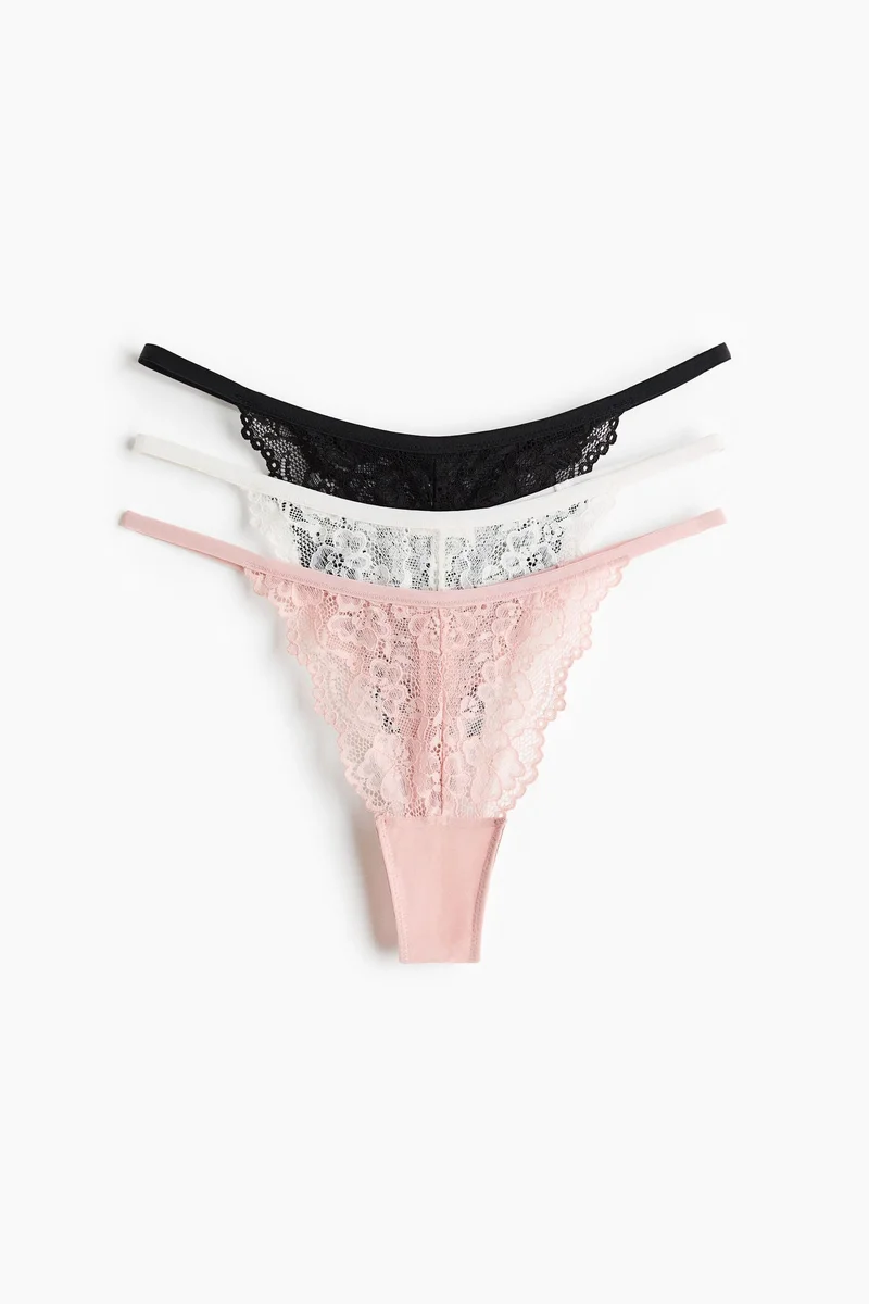 H&M 3-pack lace tanga thong briefs