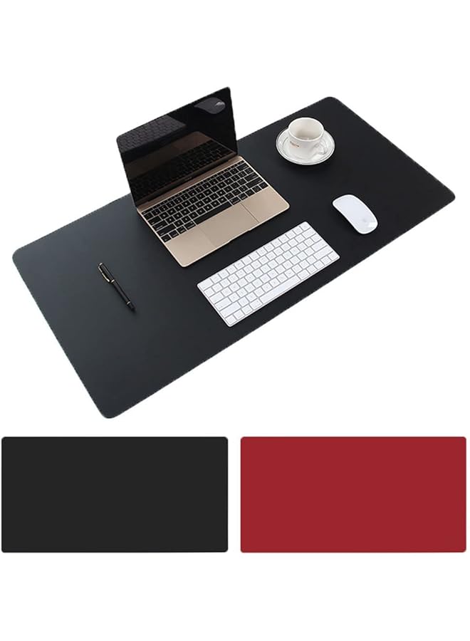 كول بيبي وسادة مكتب متعددة الوظائف رفيعة للغاية مقاومة للماء من جلد البولي يوريثان، حصيرة كتابة مكتبية للاستخدام المزدوج للمكتب والمنزل، 90 * 45 سم، أحمر بالإضافة إلى أسود - Image 1