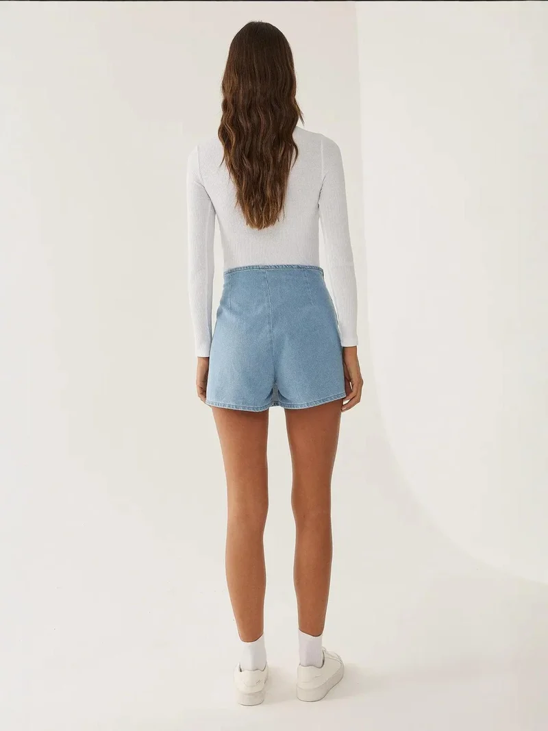 HICCUP High Waist Denim Skorts