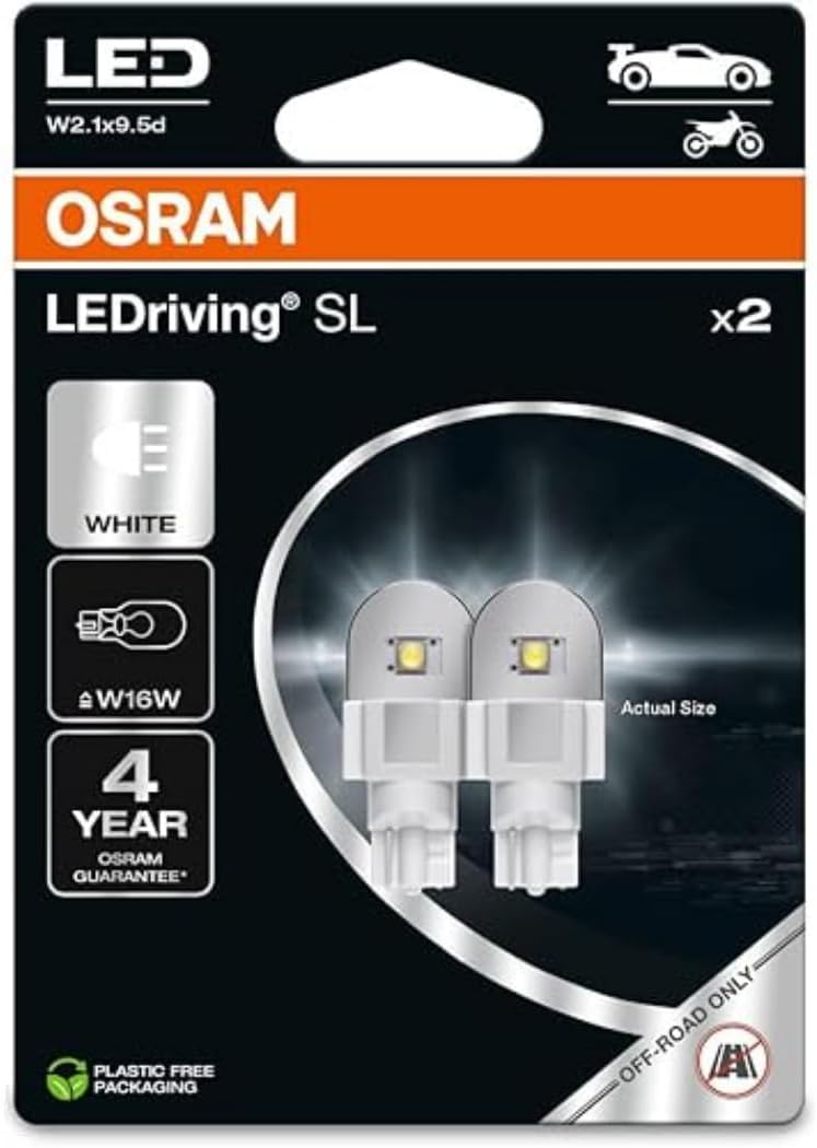 أوسرام LEDriving SL، ≜ W16W، أبيض 6000K، عبوة مزدوجة (مصباحان)، تحويل LED، للاستخدام على الطرق الوعرة فقط - Image 1