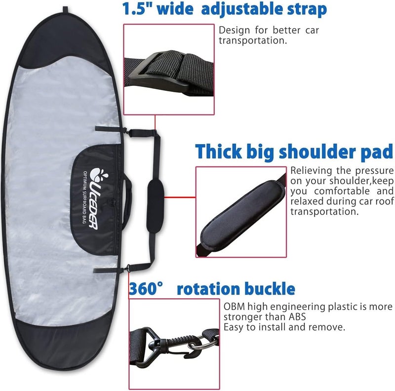 UCEDER Surfboard Cover and Surfboard Storage Bag for Outdoor Travel,5'0"-9'10" Surfboard Bag,Maximum Protection for Your Surfboard - Image 5