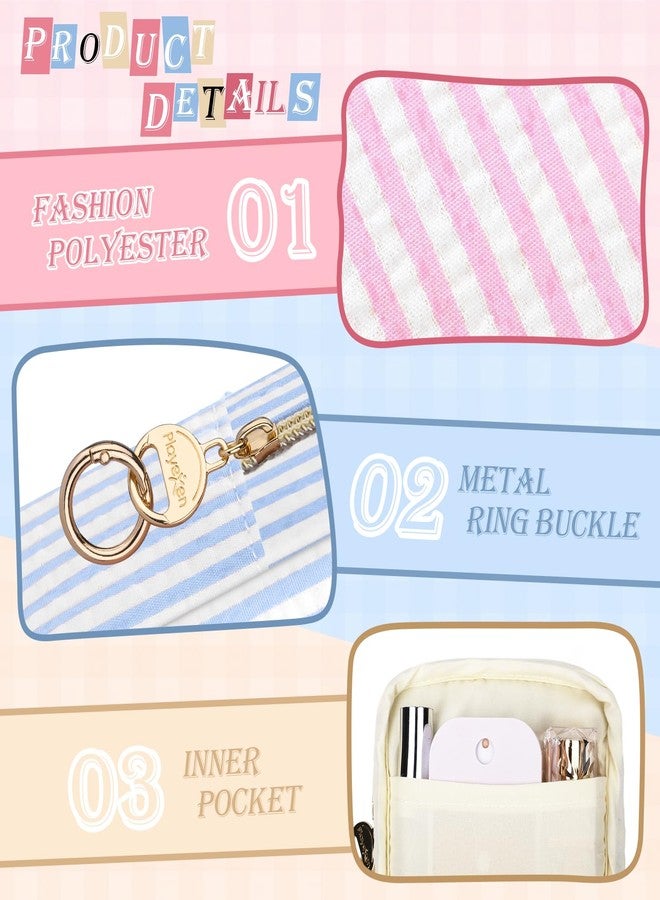 Playexen Stripes Period Bag, Small Period Pouches for Teen Girls, Quilted Sanitary Napkin Storage Bag, Compact Discreet Pad and Tampon Holder for Purse (Mini Stripes-Pink - Image 3