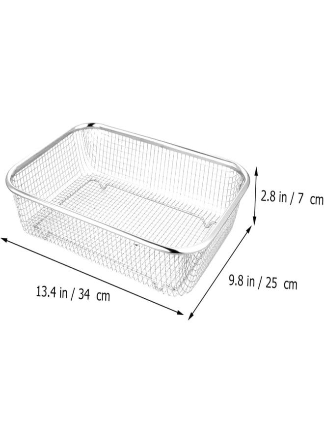 GOMNIK Drain Basket Steel Big Drip Tray Spoon Holder Dish Drainer Kitchen Drying Stand Plate Rack Mesh Sink Rectangle Basket Mesh Fruits, Vegetable, Drainer Washer (Big 30 x 20 x 6 Cm) - Image 2