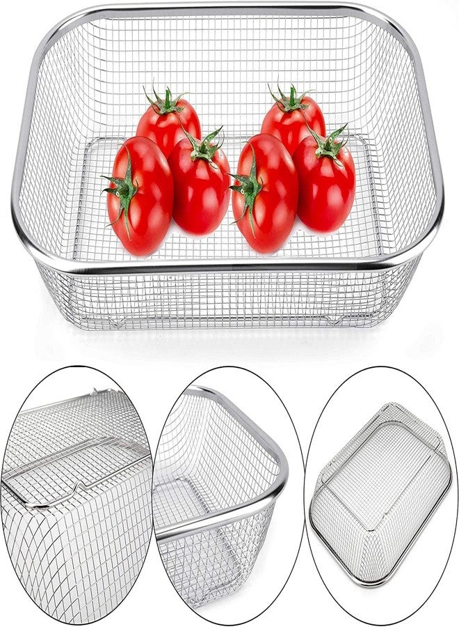 GOMNIK Drain Basket Steel Big Drip Tray Spoon Holder Dish Drainer Kitchen Drying Stand Plate Rack Mesh Sink Rectangle Basket Mesh Fruits, Vegetable, Drainer Washer (Big 30 x 20 x 6 Cm) - Image 3