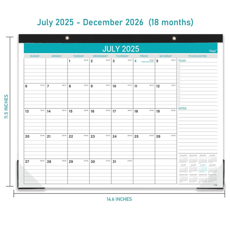 Coboll 2025-2026 Desk Calendar - July 2025 to December 2026 Calendar,18 Monthly Calendar 2025-2026 with Large Ruled Blocks for Planning, 11.5'' X 14.5'' - Image 3