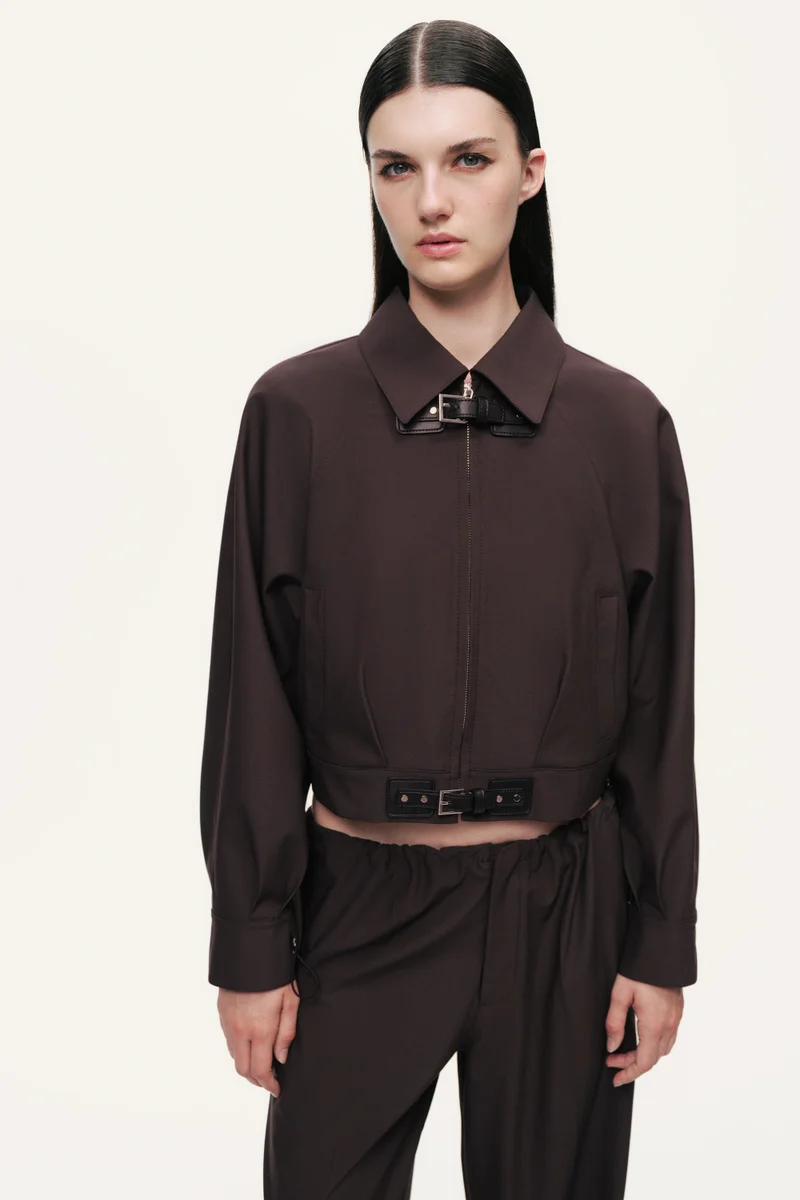 Nocturne Buckle Detail Cropped Zip Jacket