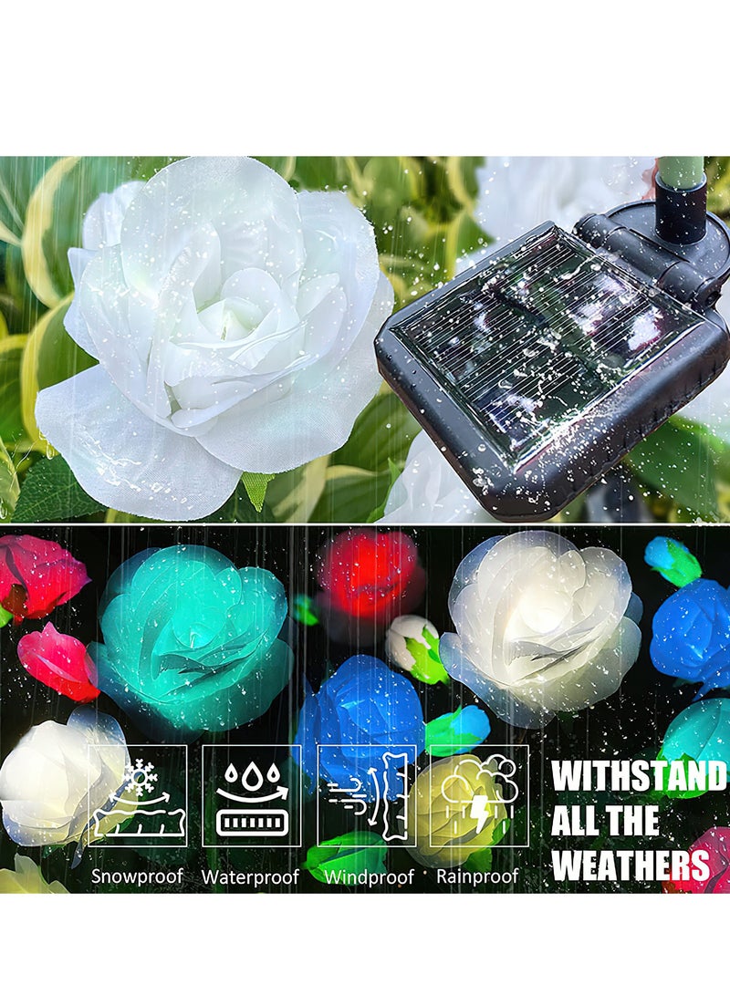 LED Solar Simulation Rose Flower, Outdoor LED Decorative Light Lamp Landscape Home Decoration Flowers for Garden/Yard/Lawn (Pink, Set of 2) - Image 2