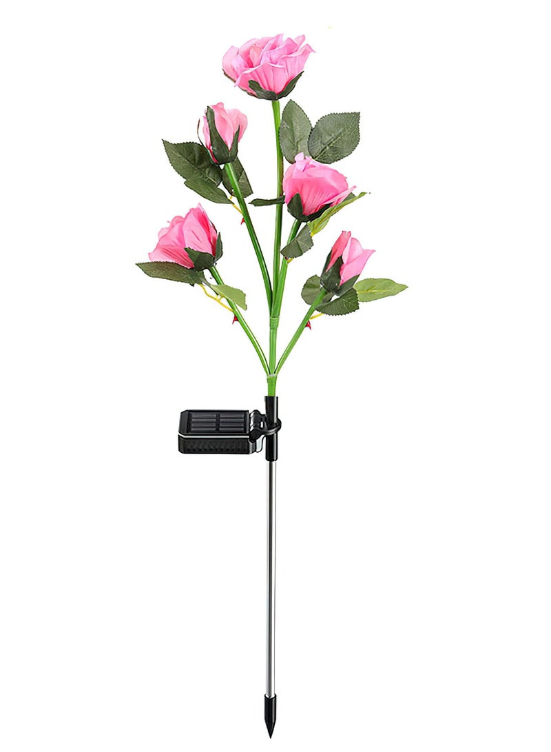 LED Solar Simulation Rose Flower, Outdoor LED Decorative Light Lamp Landscape Home Decoration Flowers for Garden/Yard/Lawn (Pink, Set of 2) - Image 1