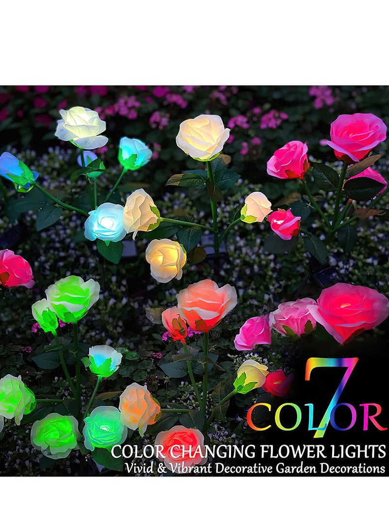 LED Solar Simulation Rose Flower, Outdoor LED Decorative Light Lamp Landscape Home Decoration Flowers for Garden/Yard/Lawn (Pink, Set of 2) - Image 4