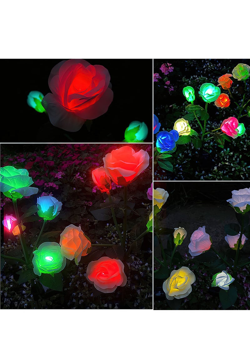LED Solar Simulation Rose Flower, Outdoor LED Decorative Light Lamp Landscape Home Decoration Flowers for Garden/Yard/Lawn (Pink, Set of 2) - Image 5