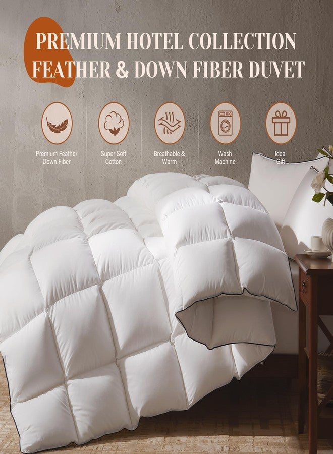Richtry Goose Feather Down Fiber Cotton Comforter California King Size, Ultra-Soft Duvet Insert, Hotel Collection White Quilted Comforter, All Season Bedding Comforter with 8 Corner Loops, 104x96 Inch - Image 3