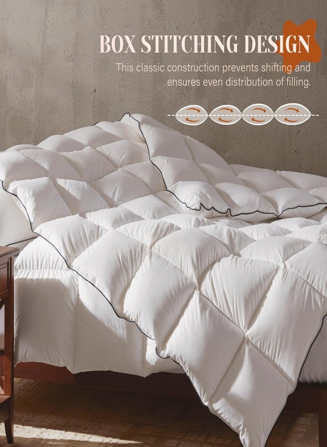 Richtry Goose Feather Down Fiber Cotton Comforter California King Size, Ultra-Soft Duvet Insert, Hotel Collection White Quilted Comforter, All Season Bedding Comforter with 8 Corner Loops, 104x96 Inch - Image 4