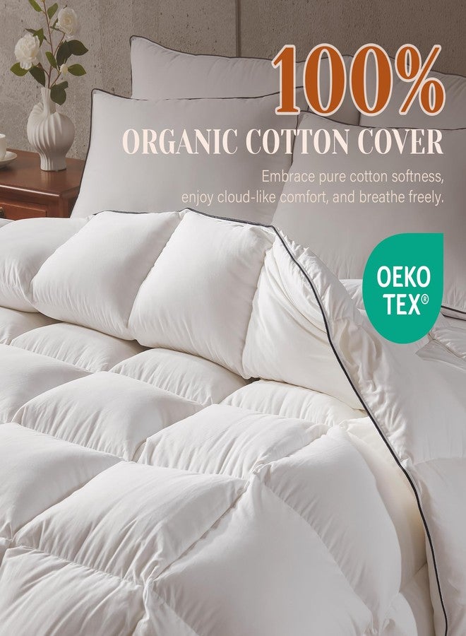 Richtry Goose Feather Down Fiber Cotton Comforter California King Size, Ultra-Soft Duvet Insert, Hotel Collection White Quilted Comforter, All Season Bedding Comforter with 8 Corner Loops, 104x96 Inch - Image 5