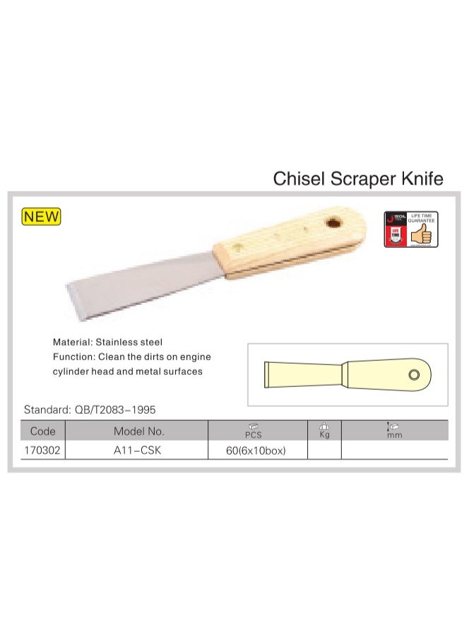jetechtool Jetech Paint Scraper Tool, Chisel Blade, Heavy Duty, Sharp Stainless Steel Blade, Professional Scraper Knife for Paint, Metal, Carbide and Rust - A11-CSK - Image 2