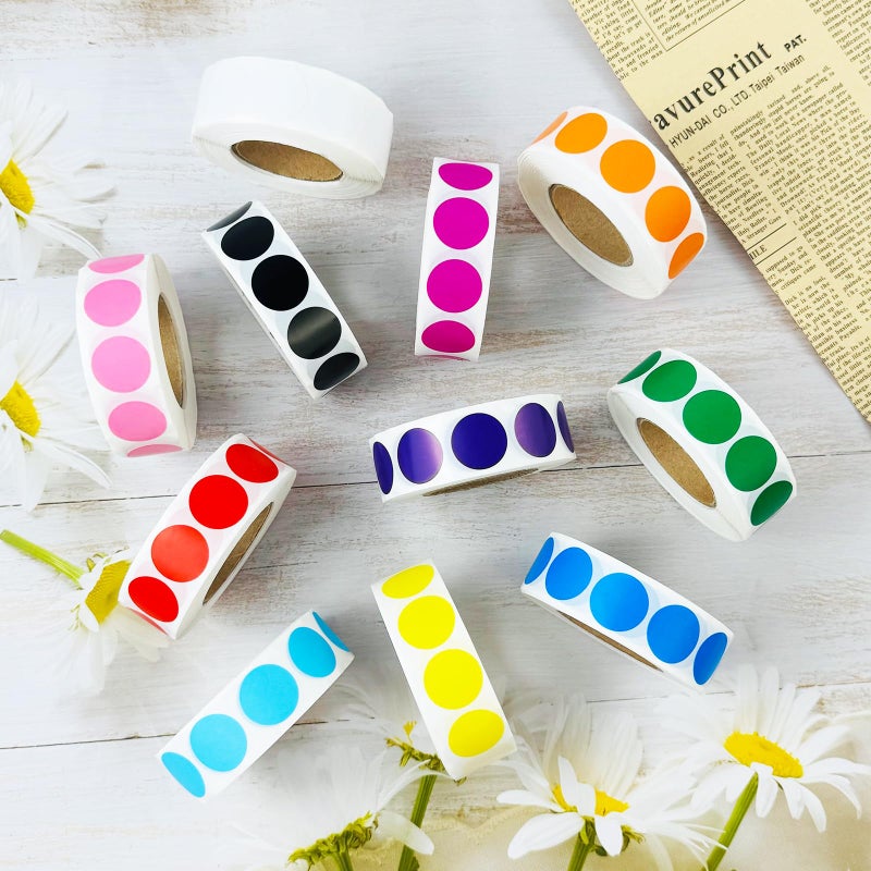 Ouzoustate 1000 Pcs 3/4"" White Dot Stickers Round Circle Colored Coding Labels Garage Yard Sale Dot Stickers For Toddlers  Classroom Office - Image 5