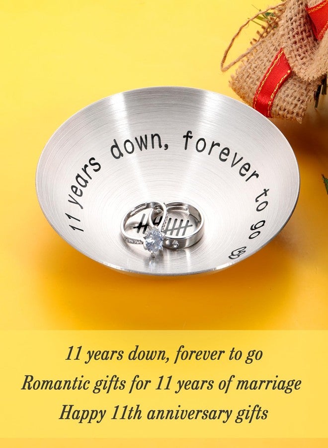 TI-EDC 11th Anniversary steel Gifts for Her Him Couple Gifts Ideas 11 Year Anniversary Steel Gifts 4" Ring Holder Dish Jewelry Tray Wedding Gifts for wife Husband Christmas Valentines Gifts for Girlfriend - Image 2