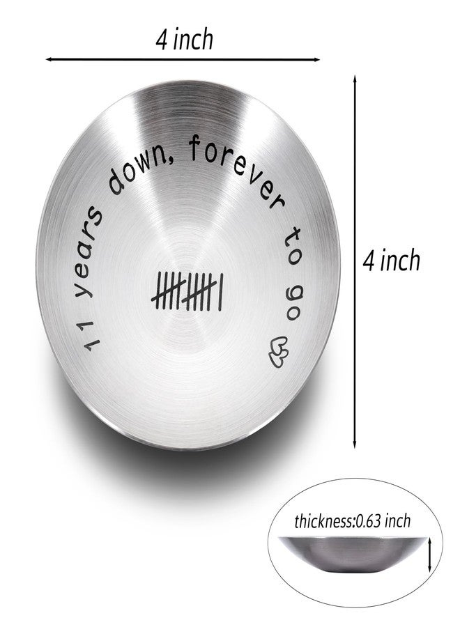 TI-EDC 11th Anniversary steel Gifts for Her Him Couple Gifts Ideas 11 Year Anniversary Steel Gifts 4" Ring Holder Dish Jewelry Tray Wedding Gifts for wife Husband Christmas Valentines Gifts for Girlfriend - Image 4