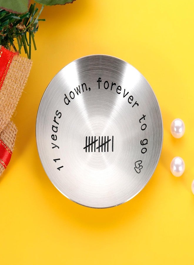 TI-EDC 11th Anniversary steel Gifts for Her Him Couple Gifts Ideas 11 Year Anniversary Steel Gifts 4" Ring Holder Dish Jewelry Tray Wedding Gifts for wife Husband Christmas Valentines Gifts for Girlfriend - Image 3