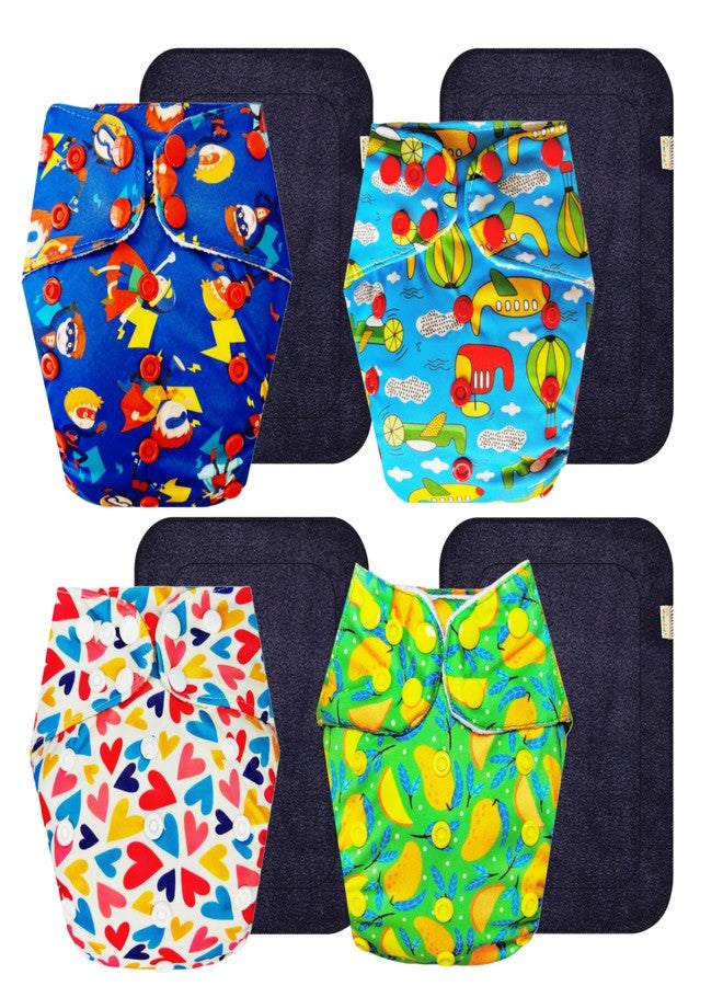 Dumbledo Premium Cloth Diaper with Black Insert (Pack of 4) | Dry Feel and Comfortable | Reusable & Washable | Travel Friendly | Trusted by Moms | 3 Months - 3 Years | Unisex Baby - Image 1