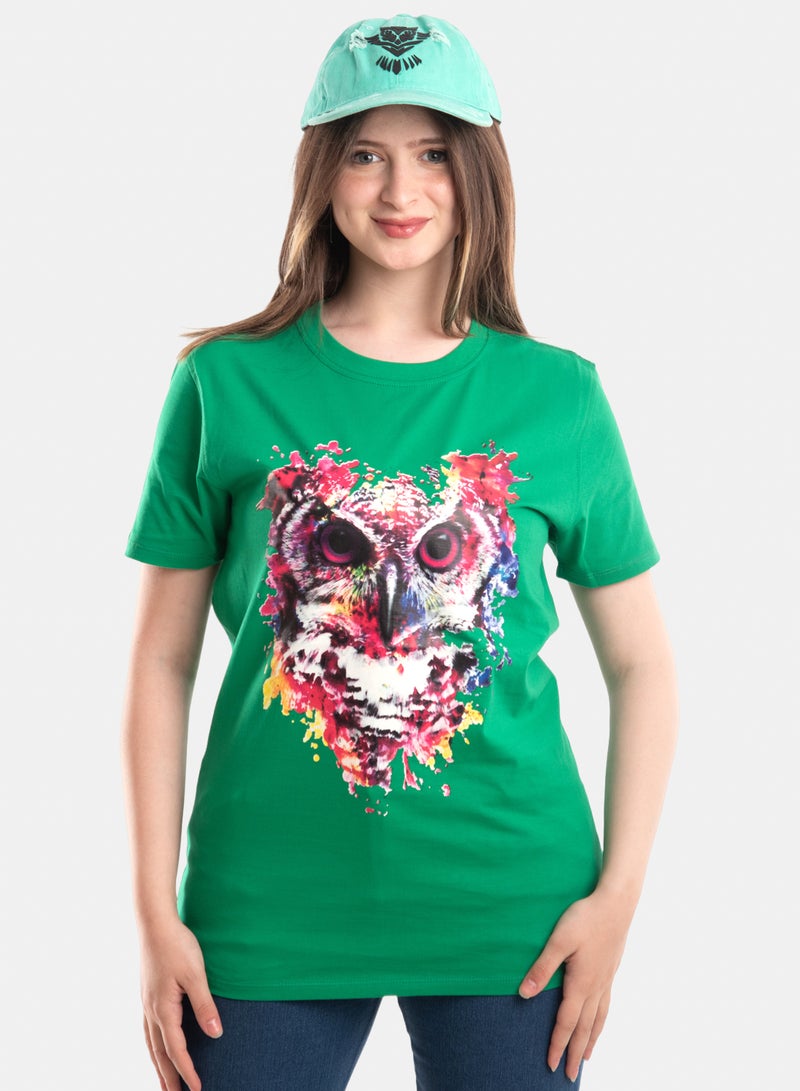 OWL T-shirt 'fire Owl' Green - Image 1