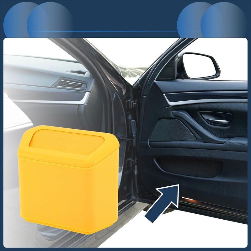 INFINAUTO Car Trash Can - Yellow Plastic Auto Trash Bin for Vehicles - Image 2
