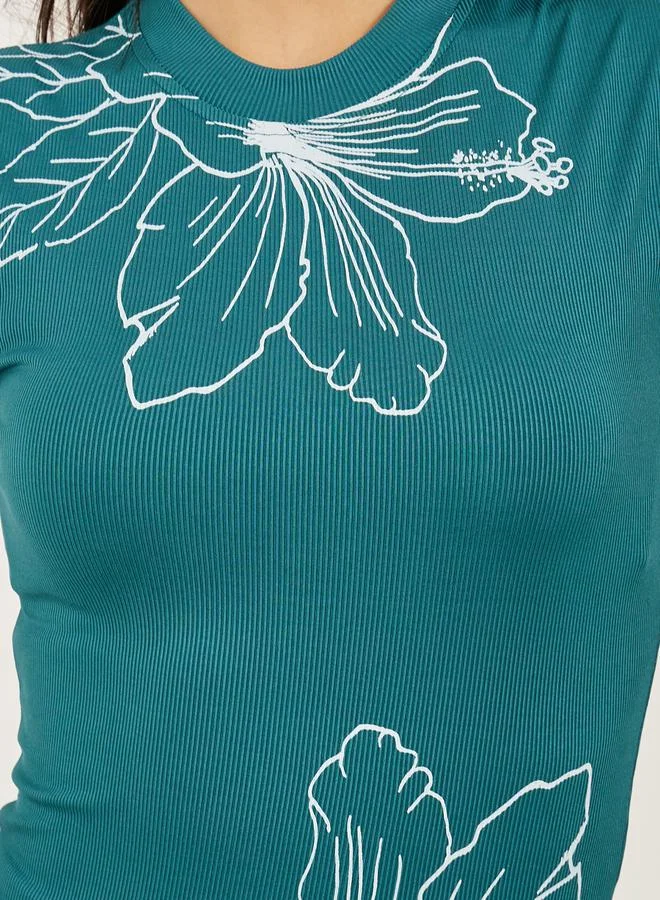 Styli Floral Graphic Print Ribbed Fitted Tank