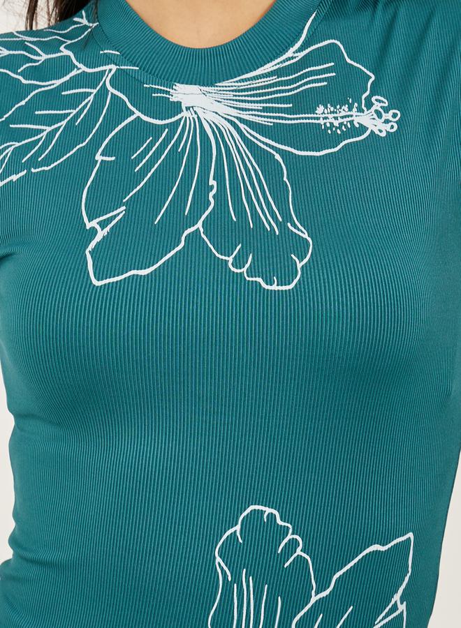 Styli Floral Graphic Print Ribbed Fitted Tank  - Image 3