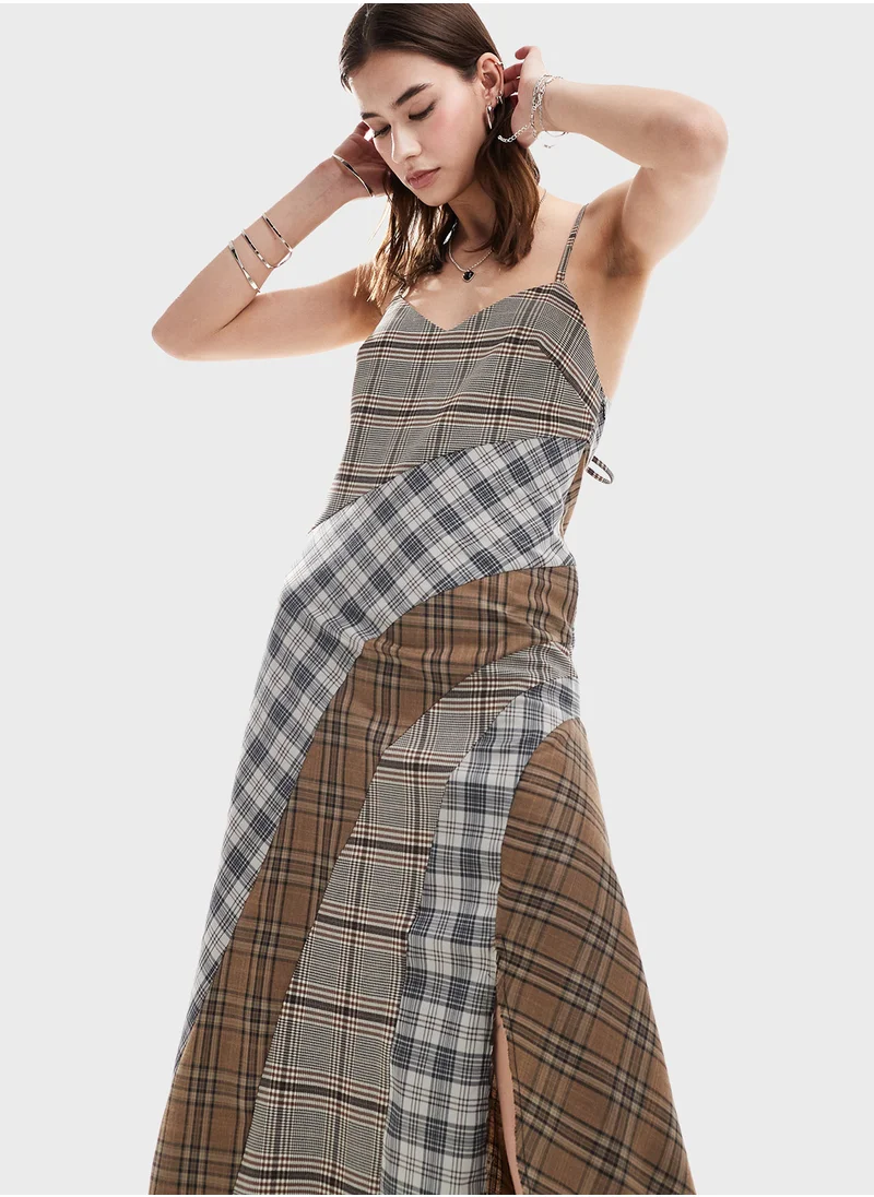 ريكلايمد فينتدج Asymmetric Plaid Dress
