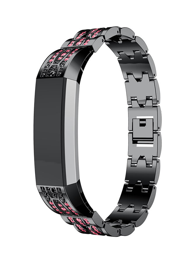 ISank Adjustable Replacement Jewelry Strap For Fitbit Alta And Fitbit Alta HR Black/Pink - Image 4