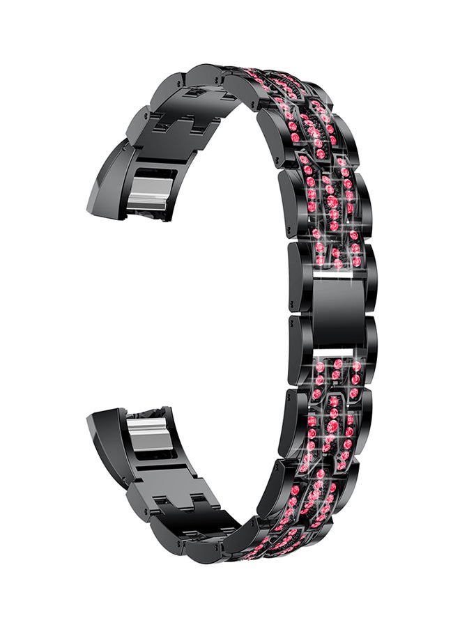 ISank Adjustable Replacement Jewelry Strap For Fitbit Alta And Fitbit Alta HR Black/Pink - Image 1