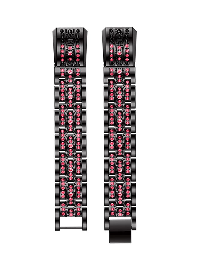 ISank Adjustable Replacement Jewelry Strap For Fitbit Alta And Fitbit Alta HR Black/Pink - Image 2