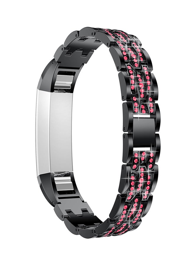 ISank Adjustable Replacement Jewelry Strap For Fitbit Alta And Fitbit Alta HR Black/Pink - Image 3