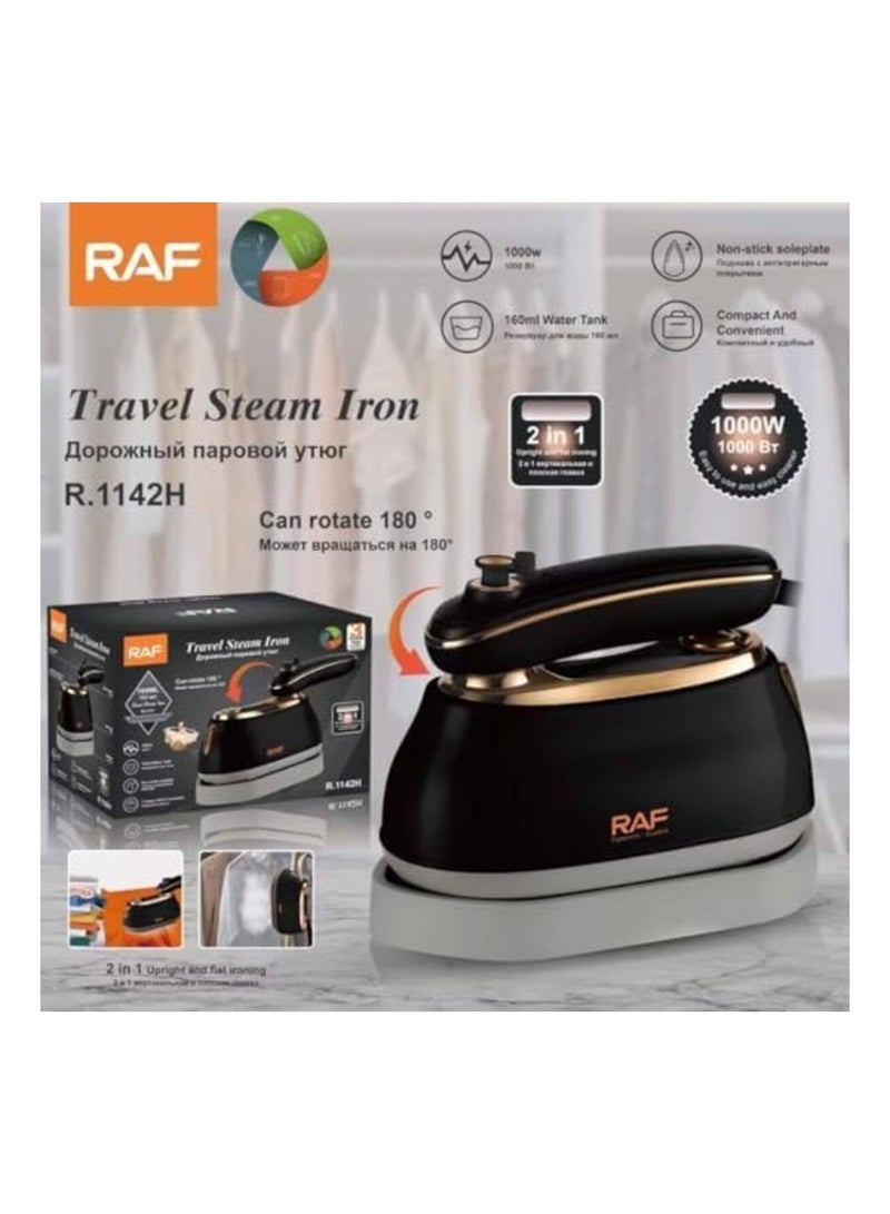 آر إيه أف مكواة بخار 2 في 1 من RAF – مكواة ملابس محمولة بالبخار والحرارة – قوية ومضغوطة – باللون الأسود - Image 2